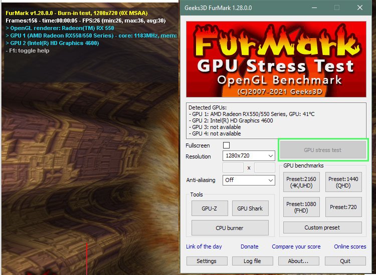 Press the GPU Stress Test Button